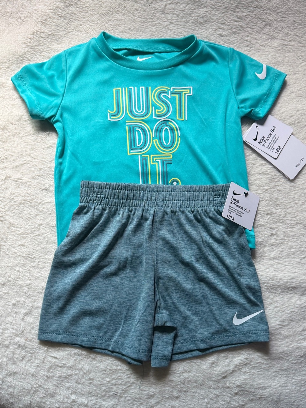 Nike Teal 'Just Do It' Tee with Gray Athletic Shorts